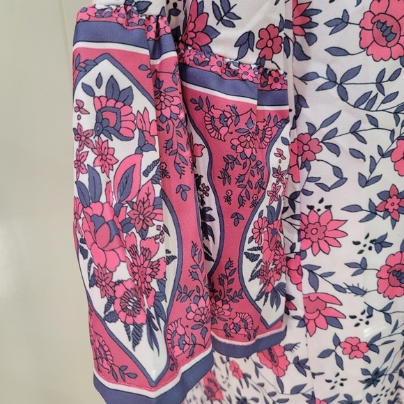 Mislook Dress Boho Pink Floral Button Front Shirt Dress Women Sz M Casual Tunic - Picture 11 of 14